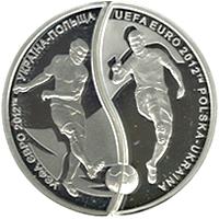 Монета УЕФА. Евро 2012. Украина-Польша (набор из двух монет, которые складываются в круг диаметром 50 мм) 10 грн. 2012 года